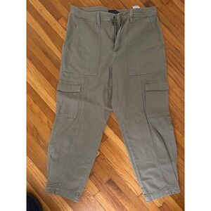 Banana Republic high-rise,‎ garment-dyed, baggy cargo pants camper green